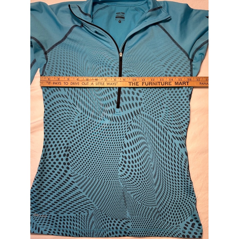 Nike Pro Womens Blue Black Dot Pattern Quarter Zip Long Sleeve Training Top M - Picture 6 of 10